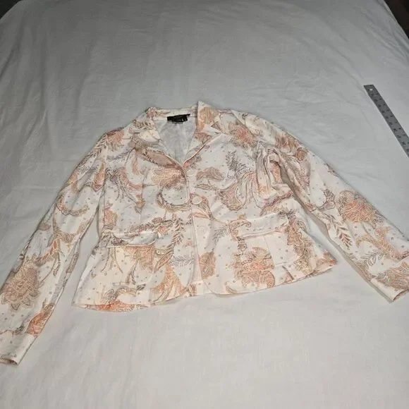 Peck & Peck Fall/Spring Jacket (Tag 14) Measures Like Med Floral Paisley See Pic - Picture 10 of 10